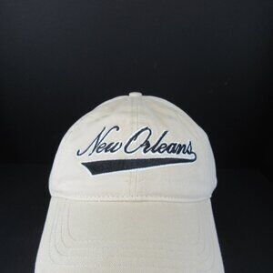 New Orleans Embroidered Logo Men's Beige Adjustable Strap Back Cap Hat NWOT